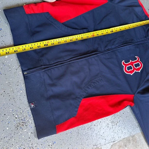 Majestic Jacket Mens Size Large Red Blue Track Vintage 90s Spell Out Zipper MLB - Picture 5 of 6